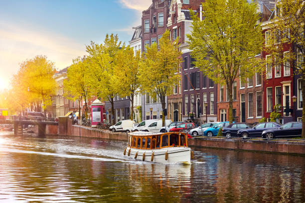 istock Amsterdam, Holland, Netherlands. Amstel river, canals and boats 1921818233