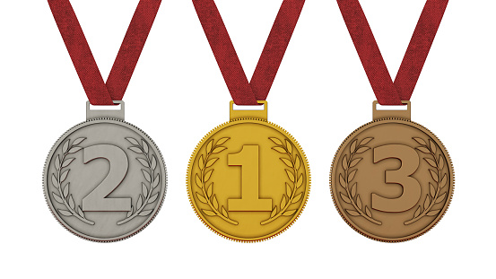 Gold Silver and Bronze Medals. 3D Render