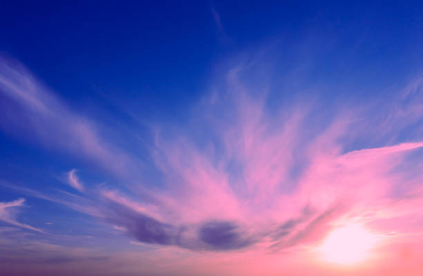 Pink-blue sky at sunset. Gradient color. Sky texture. Abstract nature background