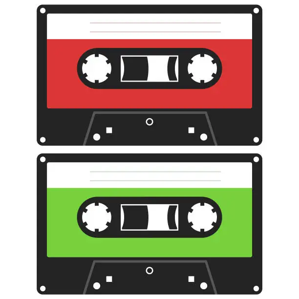 Vector illustration of Audio cassette tape vector set