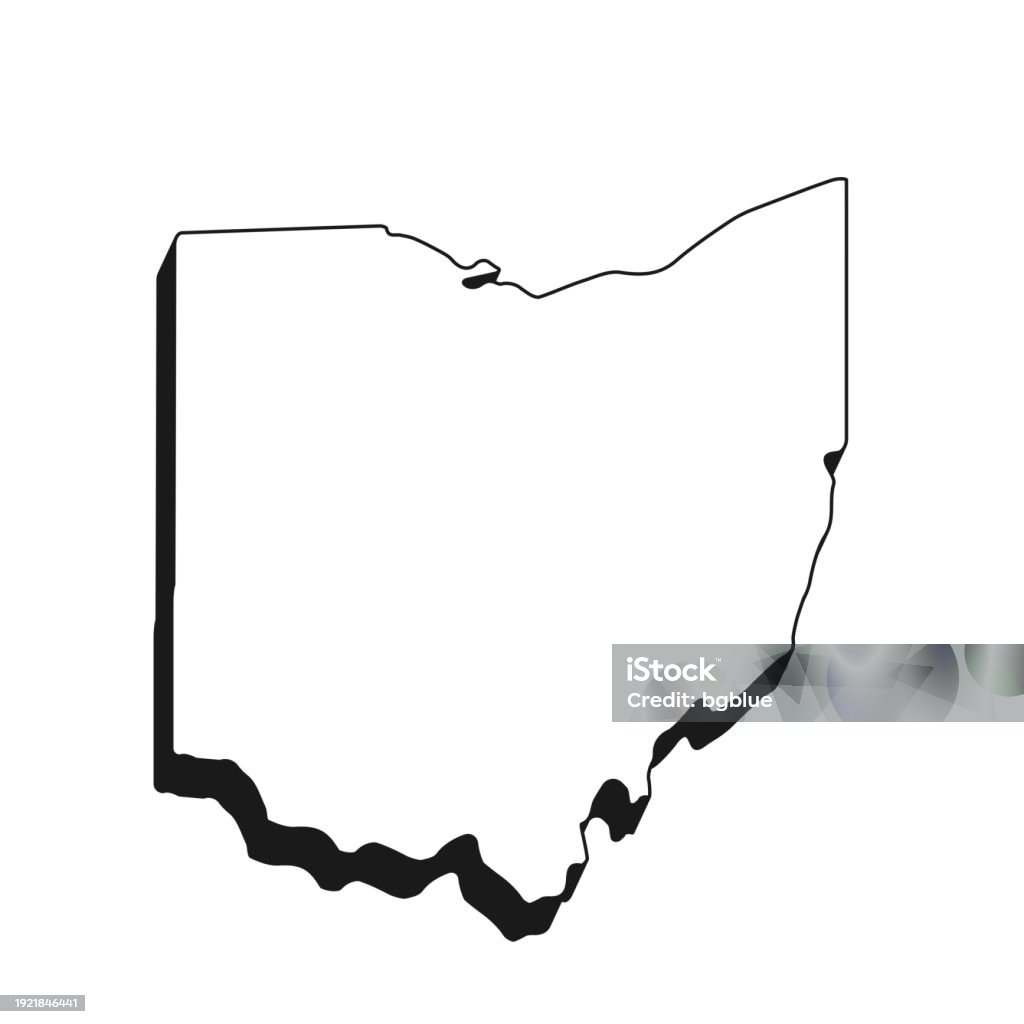 Ohio Map. Simple Ohio Map With Black Outline And Shadow On White Background Stock ...