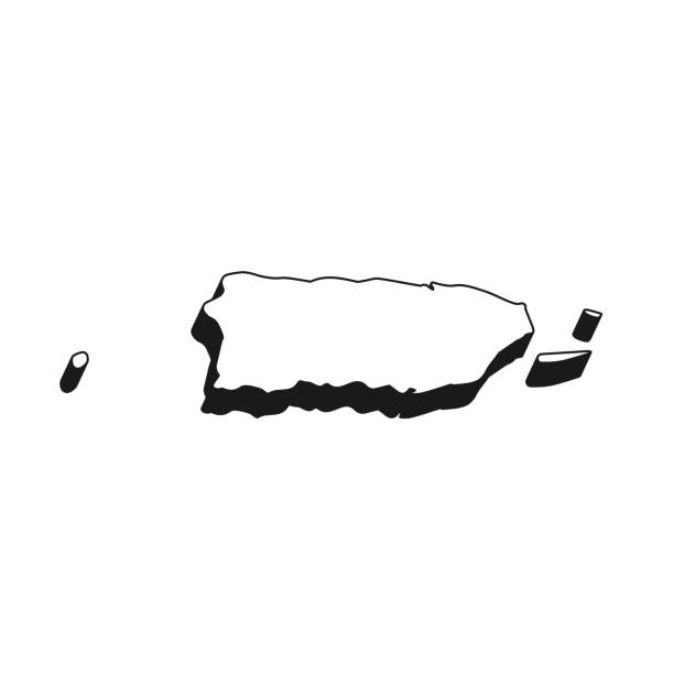 Puerto Rico map with black outline and shadow on white background Map of Puerto Rico isolated on a blank background with a black outline and shadow. Vector Illustration (EPS file, well layered and grouped). Easy to edit, manipulate, resize or colorize. Vector and Jpeg file of different sizes. puerto rico silhouette stock illustrations