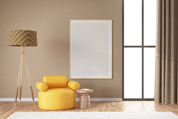 istock Mockup Frame in a Modern Living Room with Armchair 1921857305