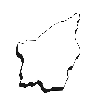 San Marino Map With Black Outline And Shadow On White Background Stock ...
