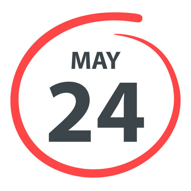 May 24 - Date circled in red on white background May 24. Date circled with a red color marker isolated on blank background. Vector Illustration (EPS file, well layered and grouped). Easy to edit, manipulate, resize or colorize. Vector and Jpeg file of different sizes. may 24 calendar stock illustrations