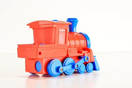 Close-up of toy train Object on a White Background