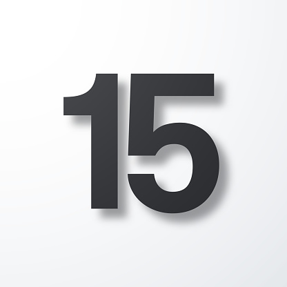 15 Number Fifteen Icon With Shadow On White Background Stock Illustration - Download Image Now