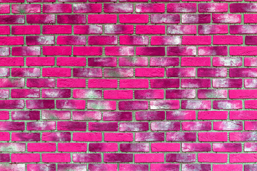 Pink brick wall. Background of modern interior design.