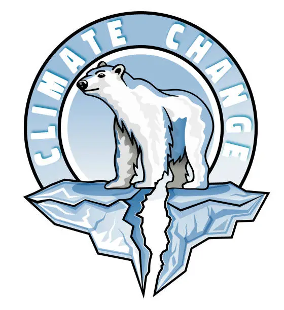 Vector illustration of Polar Bear in Arctic standing on broken Iceberg illustration