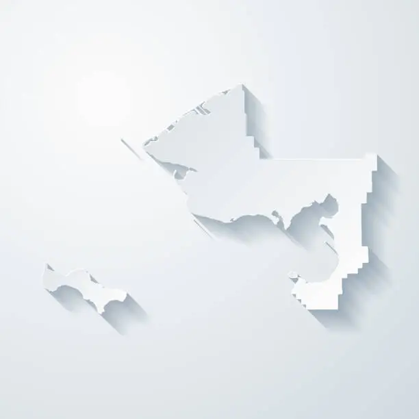 Vector illustration of Nome, Alaska. Map with paper cut effect on blank background