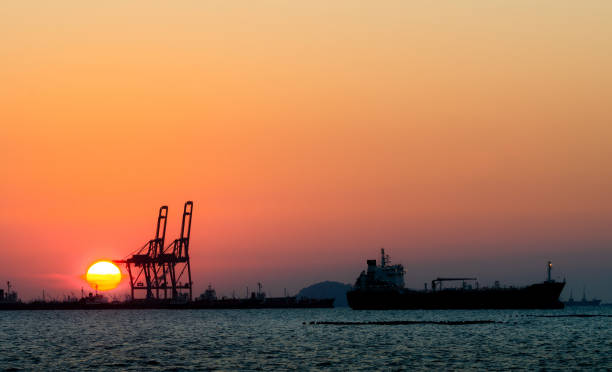 istock Silhouette of a cargo port image 1921927782