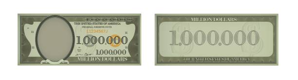 One million dollar banknote template. US fake fake cash note. One million dollar banknote template. US fake fake cash note. Game joke money million dollar millionnaire stock illustrations