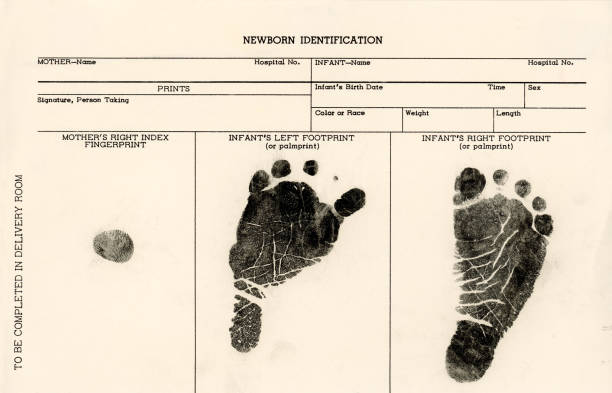 Newborn Footprints Certificate 1985 Ink Smeared