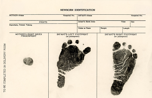 Thumbprint on paper. Macro.