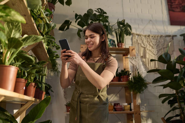 Houseplant Store Worker Making Content for Social Media