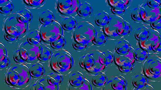 Transparent soap bubbles with stars.