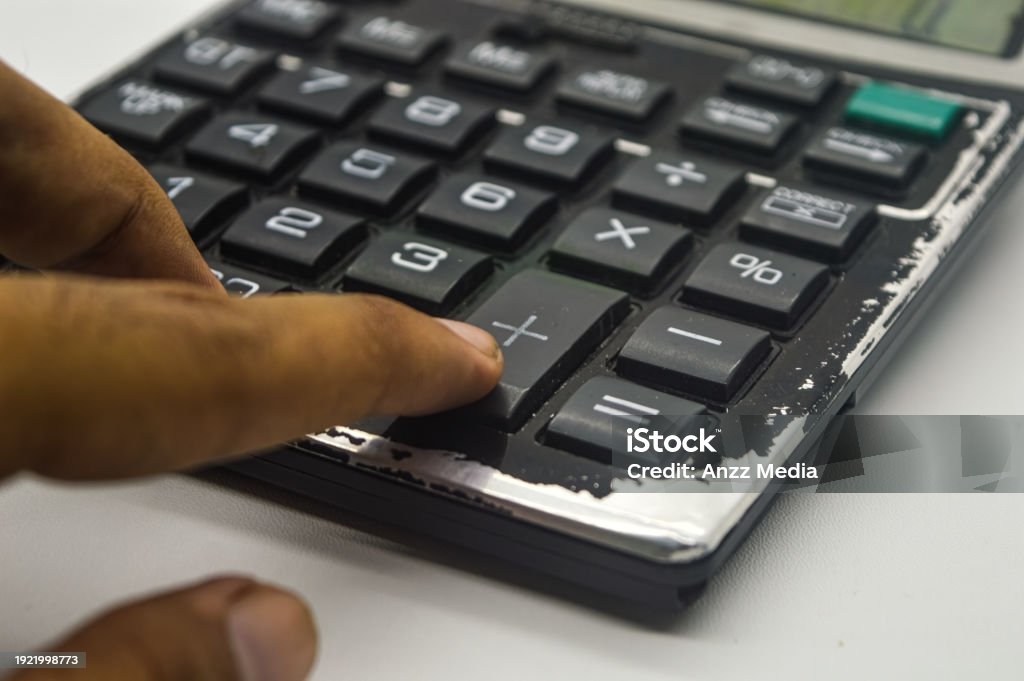 Using Calculator Image Hand Calculating Using A Calculator Isolated On White Background ...