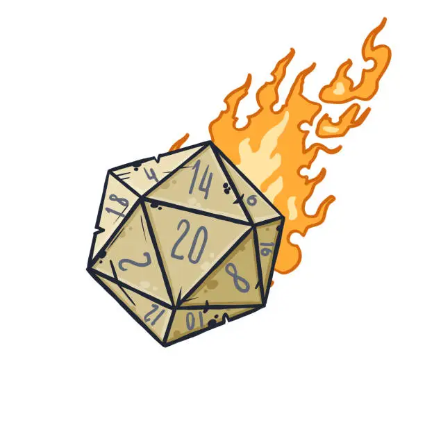 Vector illustration of 20 sided dice with numbers.