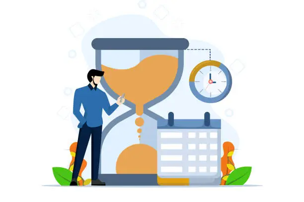 Vector illustration of Planning schedule concept. characters make work planning, business and organizational tasks, fill out checklists, make schedules using a calendar. White background flat vector illustration.