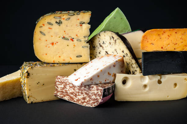 istock Cheeses Delicate cheeses. Colored cheese. Italian delicacies 1922050136