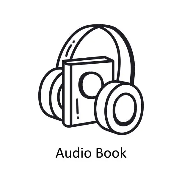 Vector illustration of Audio Book vector filled outline doodle Design illustration. Symbol on White background EPS 10 File