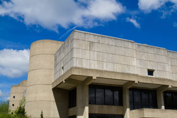 istock Modernist Geometric Concrete Structure under Blue Sky in Indiana 1922079866