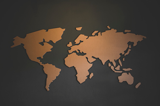 World map on a gray background.