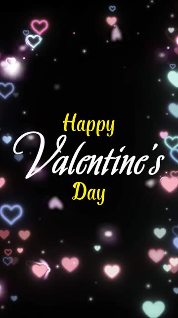 Valentine's Day letters, text animate on black background vertical footage video, short video