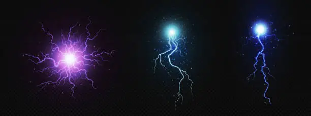 Vector illustration of Realistic electric circle bolt lightning explosion