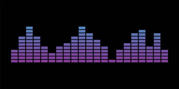 Vector illustration of Soundtrack. Vector illustration. Gradient soundwave on dark background.