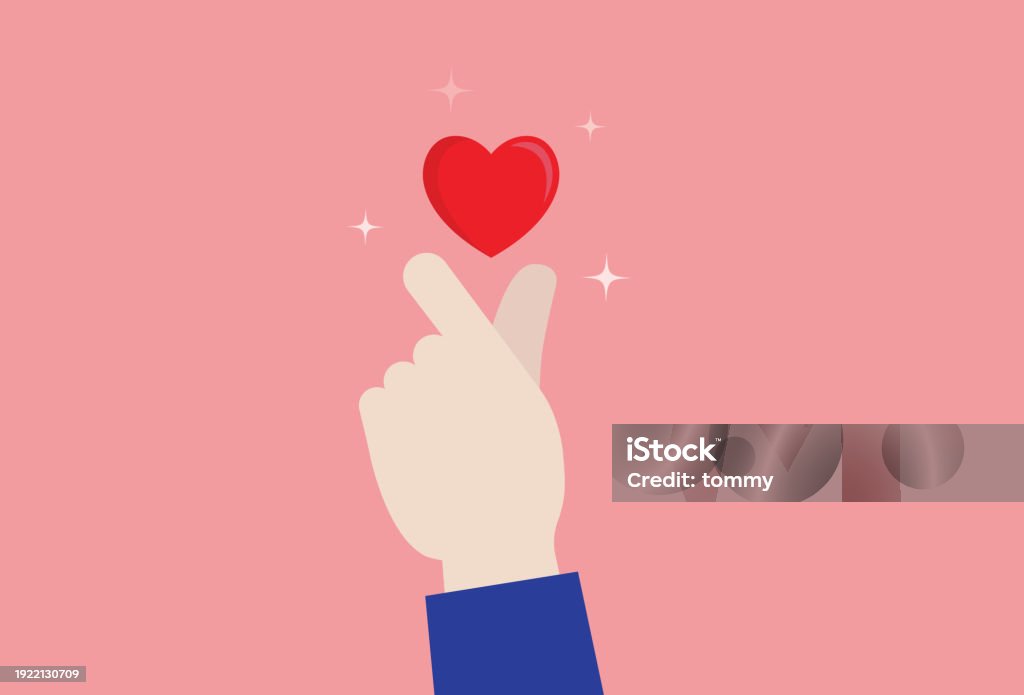 Heat Sign Finger Hand With Finger Heart Sign Stock Illustration - Download Image Now ...