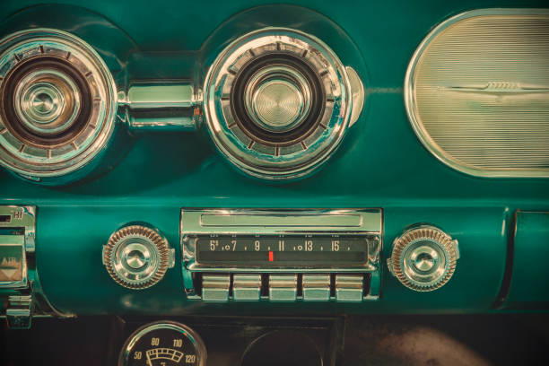 istock Retro styled image of an old car radio 1922135461