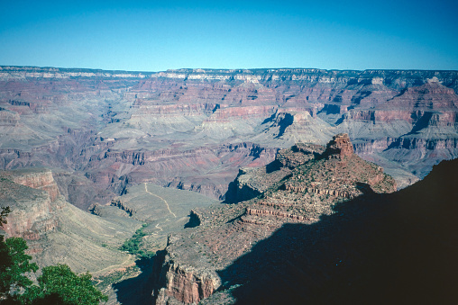 Natural landscape of limestone and sandstone rock formations inside a national parks in utah and arizona in north america in summer