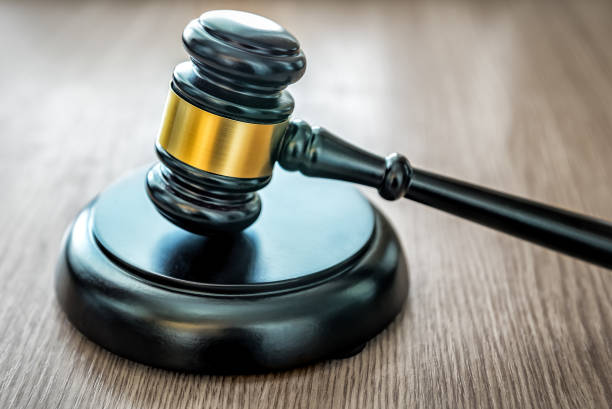 istock Wooden judge gavel with plate 1922193592