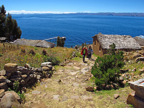 Isla de la luna, Titicaca, Bolivia - 07 May 2011: Inca ruins on Isla de la luna, Lake Titicaca in Andes, Bolivia