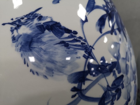 Part of ChinesePorcelain vase with eagle and tree