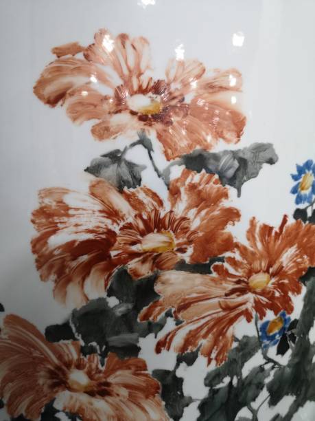 Part of ChinesePorcelain vase with chrysanthemum  blossom