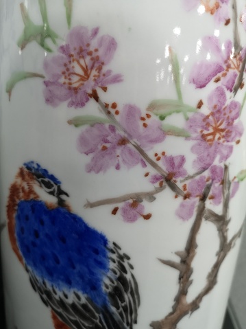 Part of ChinesePorcelain vase with magpie and plum blossom