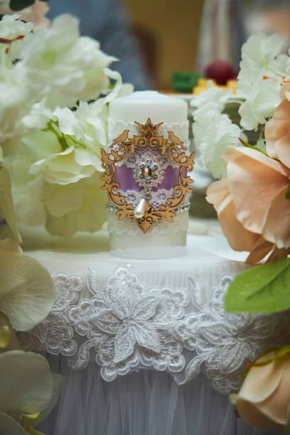 istock Decor for a wedding or engagement party. Candle with decor 1922276237