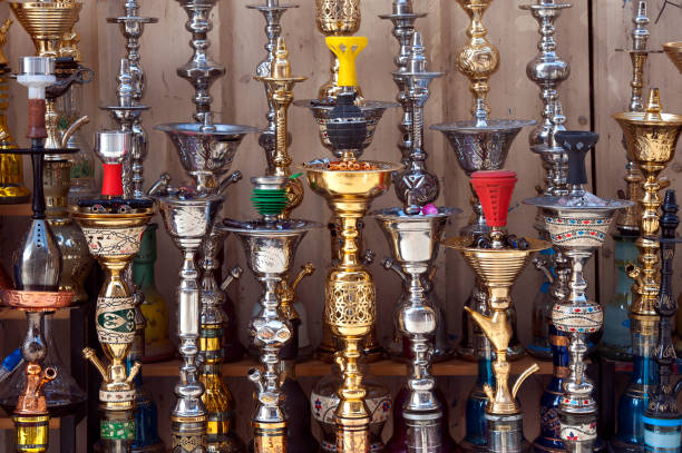 istock Hubbly bubbly hookah pipes, Khan Khalili Bazaar, Cairo, Egypt. 1922286348