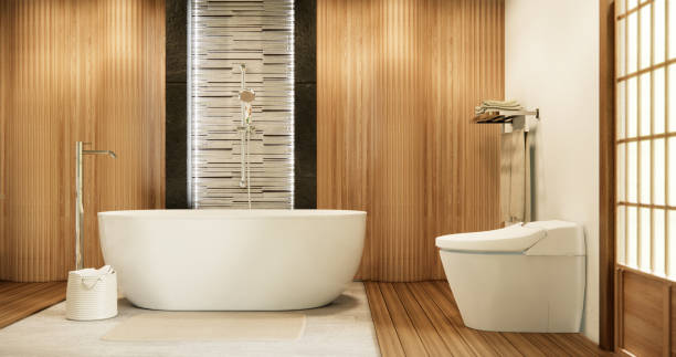 istock The Bath and toilet on bathroom japanese style. 1922299036