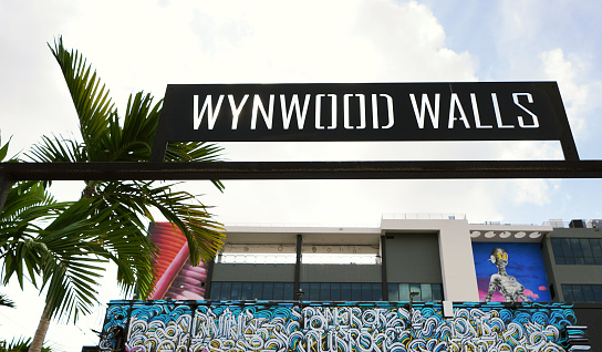 Miami, FL - USA - 12-01-2023:  Wynwood Walls mural art exhibit in the Wynwood art district of Miami