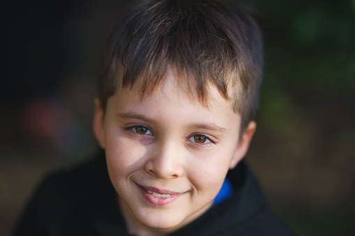 Close up portrait of a 9 years old boy