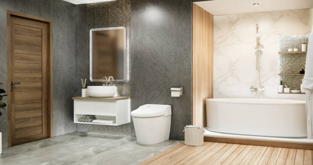 istock The Bath and toilet on bathroom japanese style. 1922312832