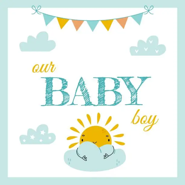 Vector illustration of card baby boy