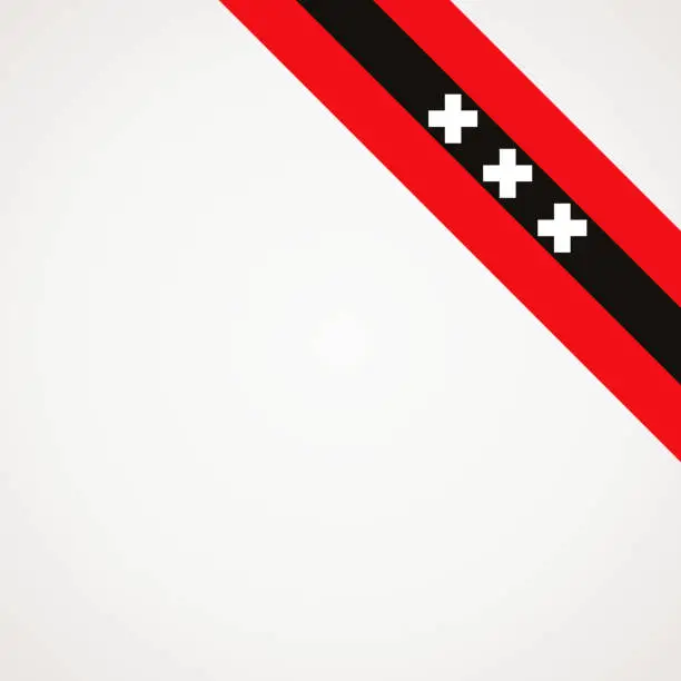 Vector illustration of Corner ribbon flag of Amsterdam
