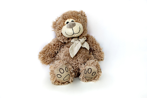 Detailed image of a stuffed bear. Image has copy space for your text. Useful for any themes dealing with children.