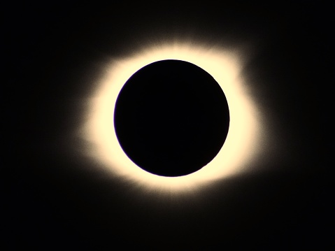 North American total solar eclipse of April 8 2024 in Montreal, Canada (digital enhancement with added photographic effects)