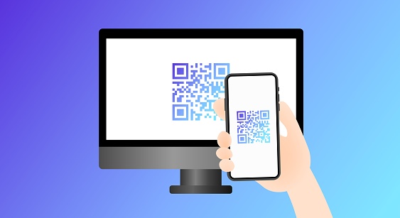 Cas Computer Qr Code Qrcode Authorization Flat Qr Code On The Screen Of The Phone And ...