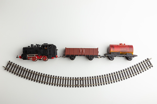 scale model train set on a white background